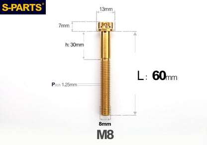 SPARTS M8 A3 Titanium Bolts TC4 Standard Head Fasteners