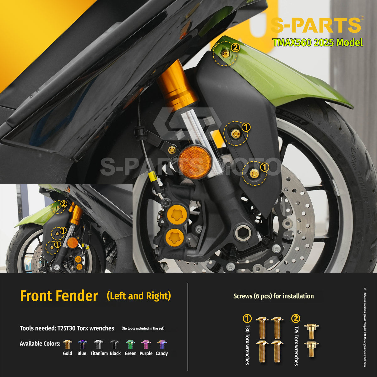 SPARTS Titanium Bolt Kit for YAMAHA TMAX560 2025-Front Section