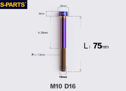SPARTS Titanium Anti-Theft Fasteners M10×L20-80 D16 P1.5 – Brake Caliper Locking Screw for Motorcycle