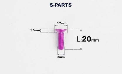 SPARTS Series M3 L6-30 Countersunk Titanium Bolt for motocycle