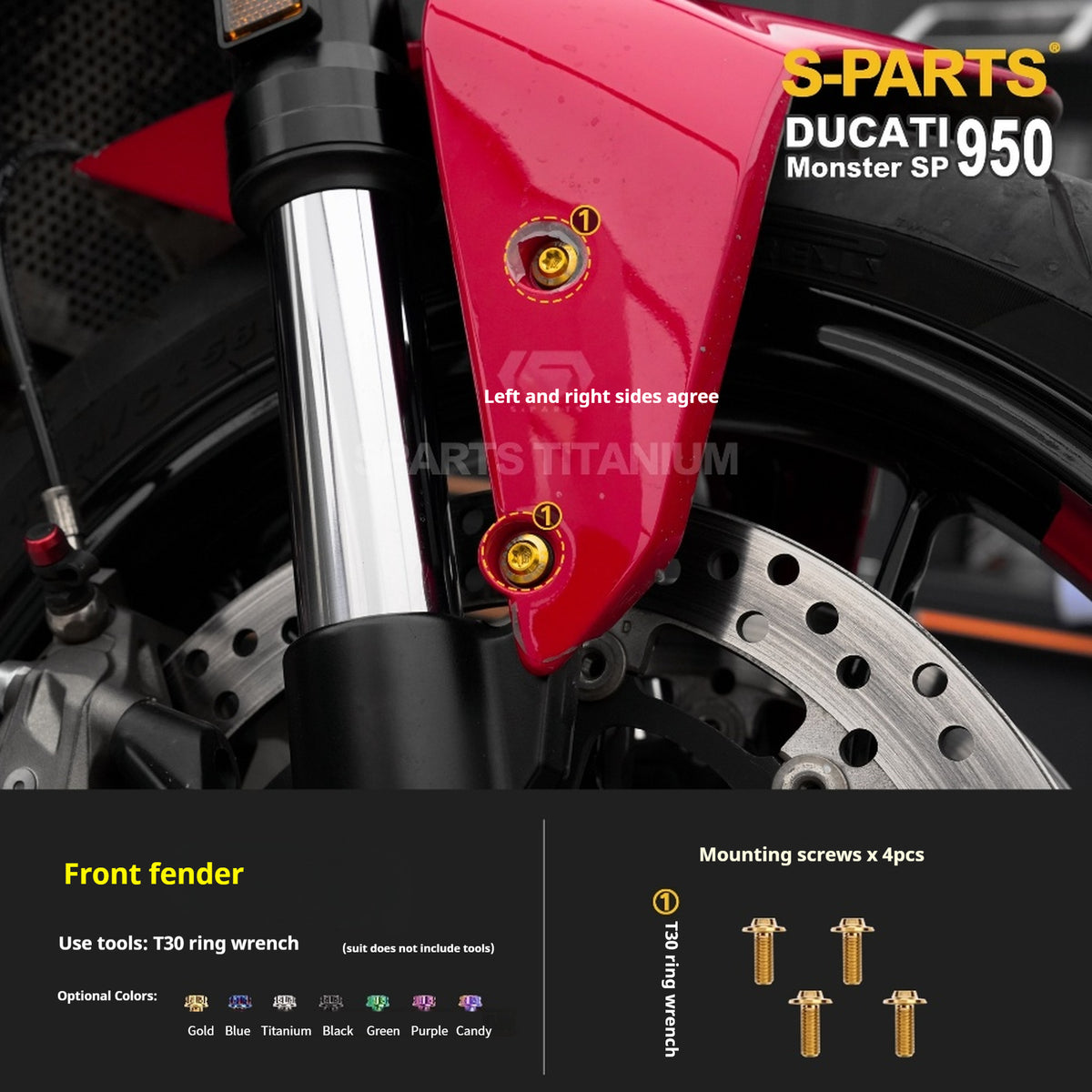SPARTS Titanium Bolt Kit for Ducati New Monster SP 950 – CNC Titanium Upgrade Kit