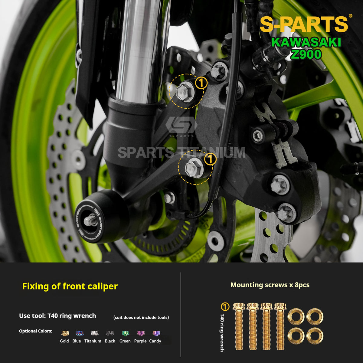 SPARTS TC4 Titanium Bolt Kit for Kawasaki Z900 2021 | Motorcycle Titanium Bolt Upgrade