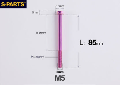 SPARTS M5×6-95mm Standard Head Screw Titanium Bolt for Motorcycle Modification