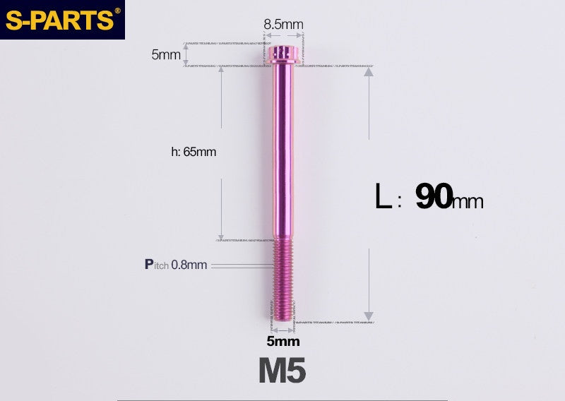 SPARTS M5×6-95mm Standard Head Screw Titanium Bolt for Motorcycle Modification