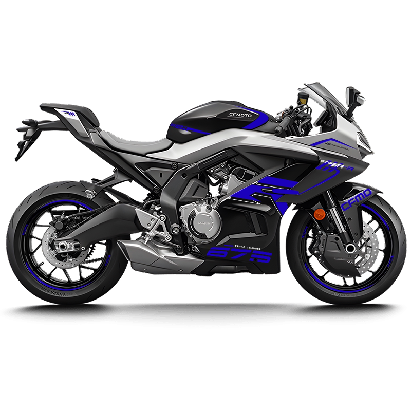 CFMOTO 675SR Violet Graphic Decal Kit Motorcycle Body & Rim Stickers — Black Motorcycle