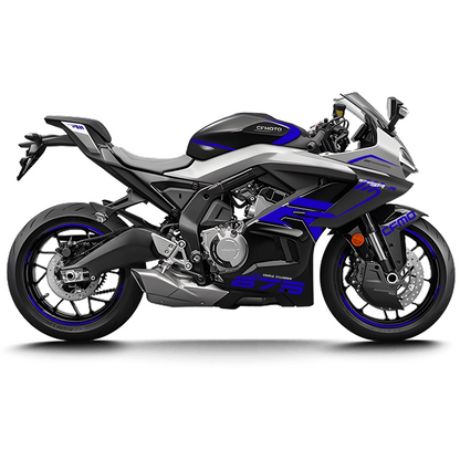 CFMOTO 675SR Violet Graphic Decal Kit Motorcycle Body & Rim Stickers — Black Motorcycle