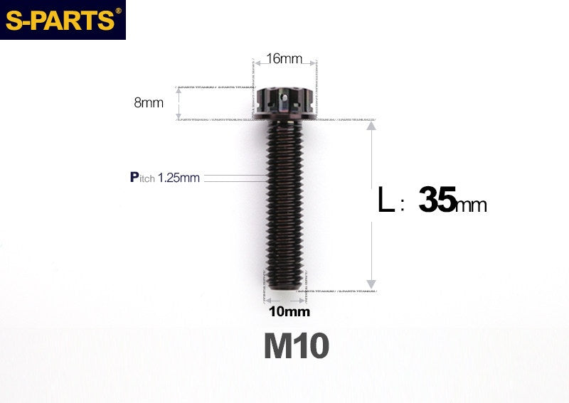 SPARTS M10 L12-120mm P1.25 A3 Series Standard Head Titanium Bolt |  Motorcycle  Upgrade