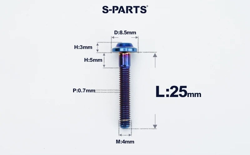 SPARTS M4✖️6–30mm D8.5 Titanium Torx Flanged Button Head Bolts