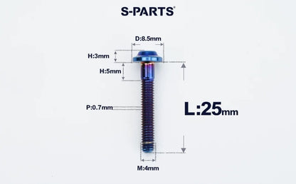 SPARTS M4✖️6–30mm D8.5 Titanium Torx Flanged Button Head Bolts