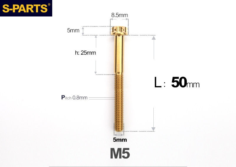 SPARTS M5×6-95mm Standard Head Screw Titanium Bolt for Motorcycle Modification