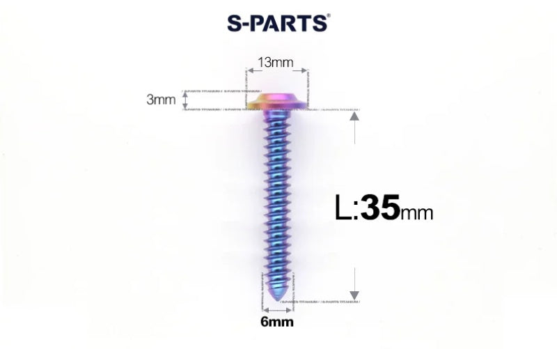 SPARTS M6 Titanium Flanged Button Head Self-Tapping Bolt D13