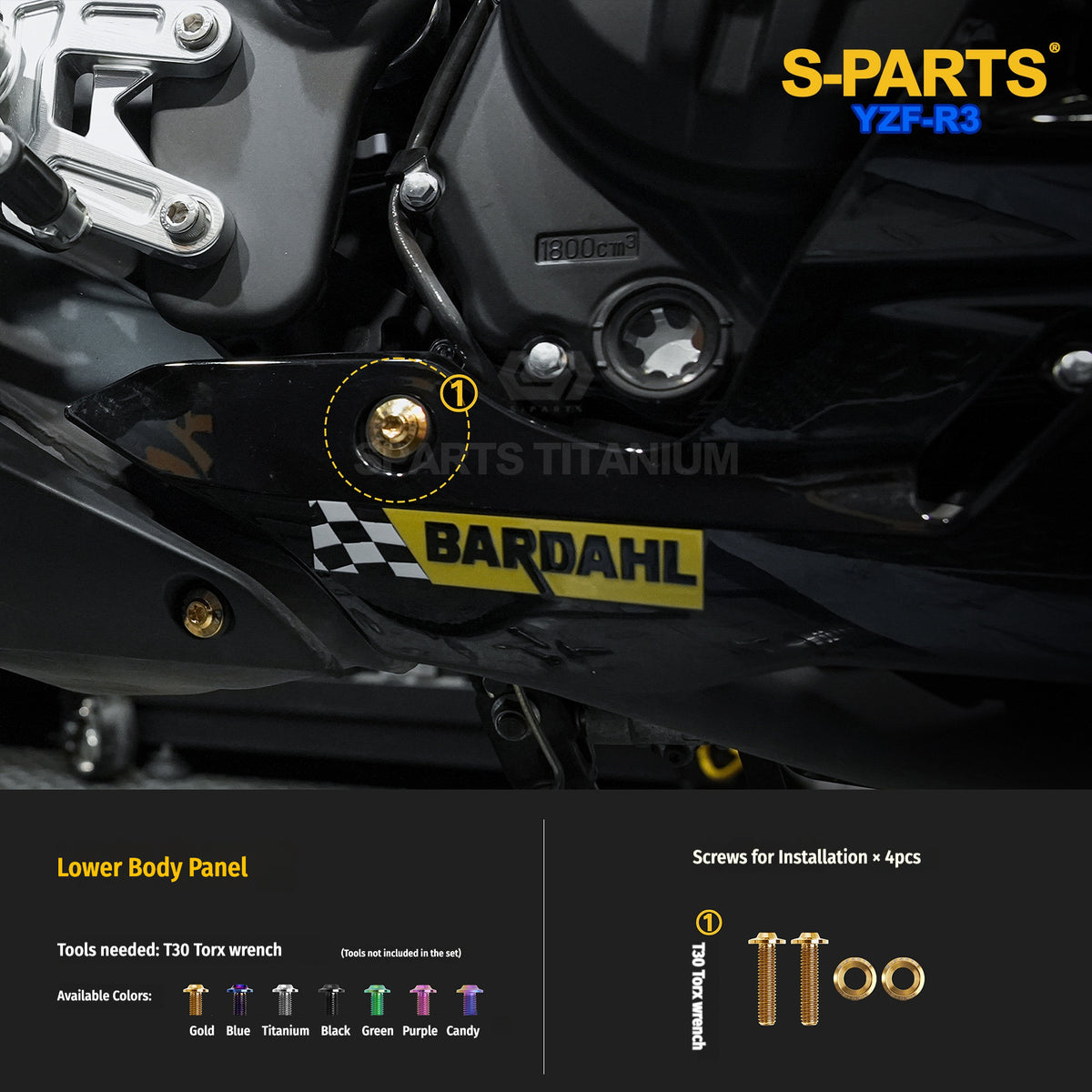 Yamaha YZF-R3 Titanium Fairing & Body Panel Bolts | SPARTS