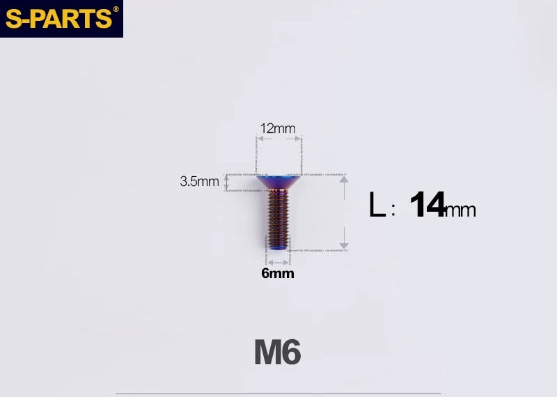 SPARTS M6×10–65mm Titanium Torx Countersunk Bolts for Motorcycle Frames