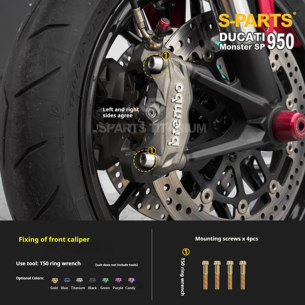 SPARTS Titanium Bolt Kit for Ducati New Monster SP 950 – CNC Titanium Upgrade Kit