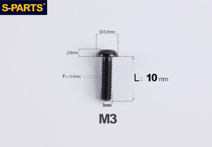 S-PARTS M3 A2 Truss Head Titanium Bolts for Bicycle Brakes & Components (L6-L15)
