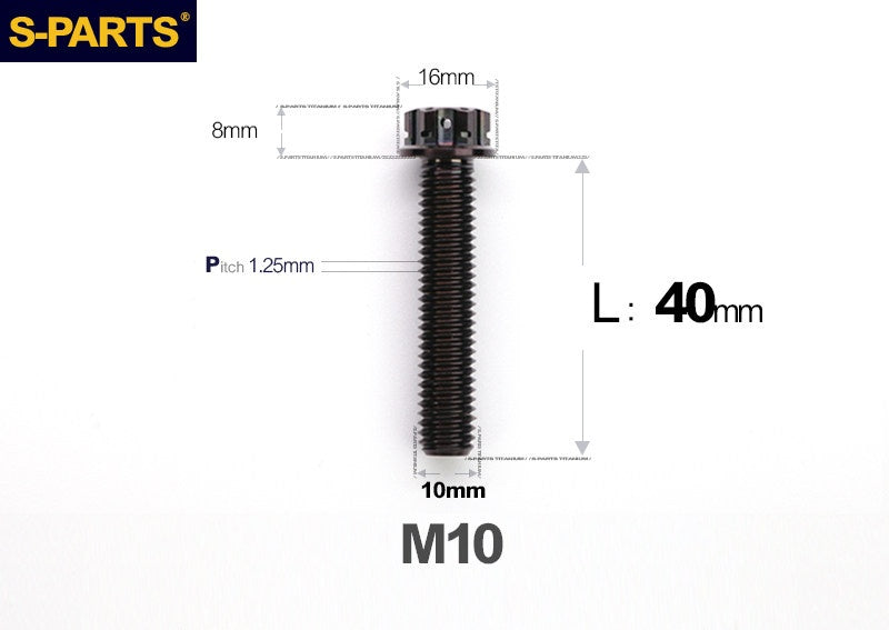 SPARTS M10 L12-120mm P1.25 A3 Series Standard Head Titanium Bolt |  Motorcycle  Upgrade
