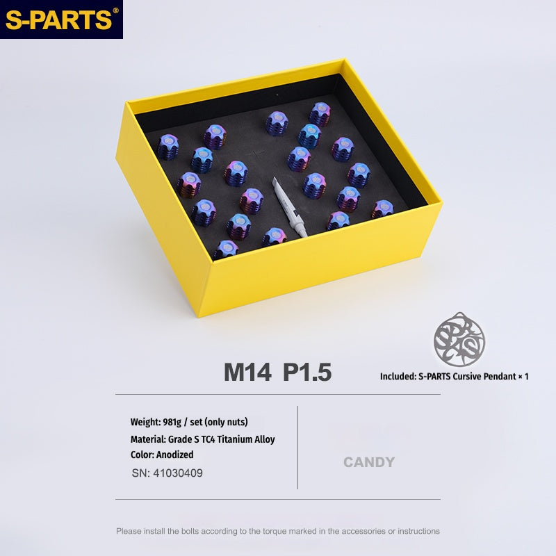 S-PARTS Titanium M14 Car Wheel Lug Nut Set