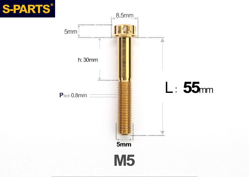 SPARTS M5×6-95mm Standard Head Screw Titanium Bolt for Motorcycle Modification