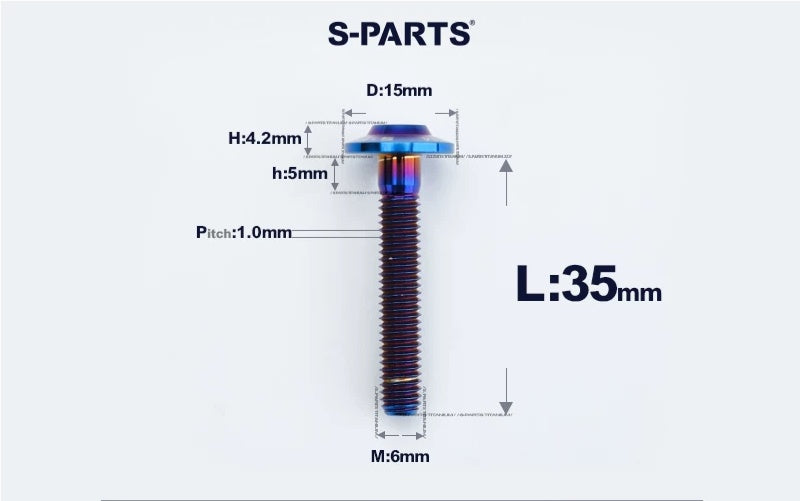 SPARTS M6×8–45mm D15 Titanium Button Head Bolts for Motorcycles