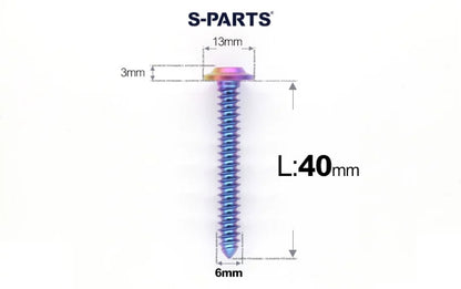 SPARTS M6 Titanium Flanged Button Head Self-Tapping Bolt D13