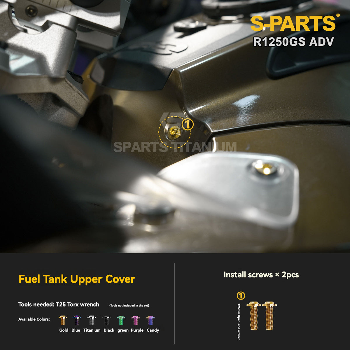 SPARTS Titanium Fairing, Spotlight & Accessory Bolt Kit for BMW R1250GS / ADV