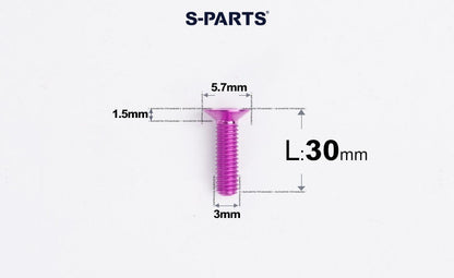 SPARTS Series M3 L6-30 Countersunk Titanium Bolt for motocycle