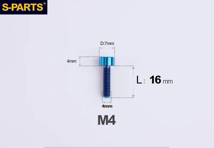 SPARTS Titanium Socket Head Bolts M4x6–25mm for Motorcycles
