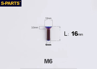SPARTS M6×10–65mm Titanium Torx Countersunk Bolts for Motorcycle Frames