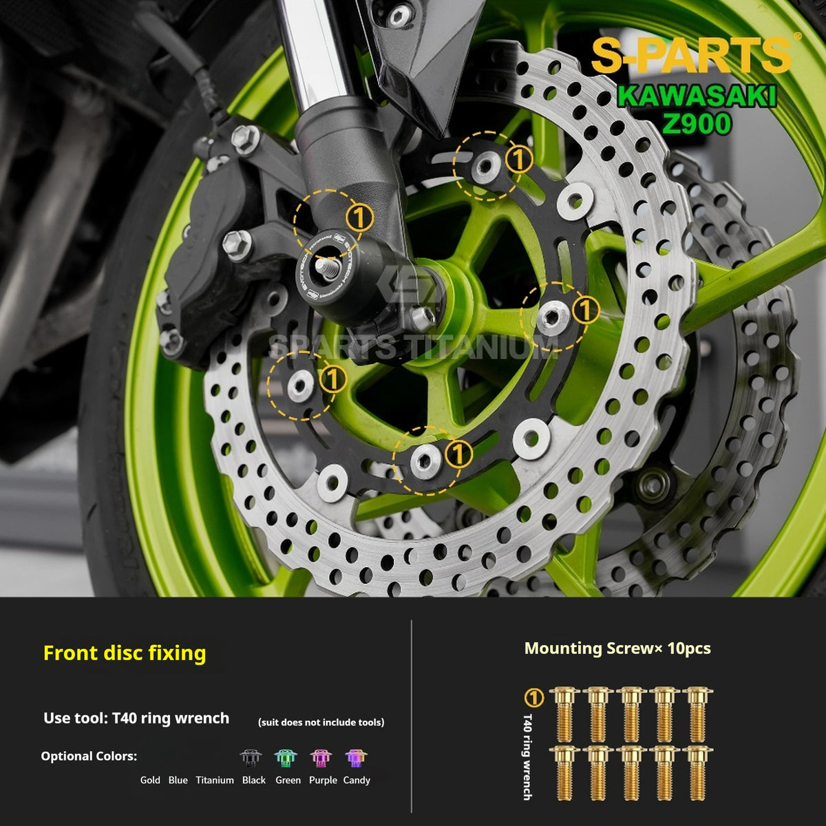 SPARTS TC4 Titanium Bolt Kit for Kawasaki Z900 2021 | Motorcycle Titanium Bolt Upgrade