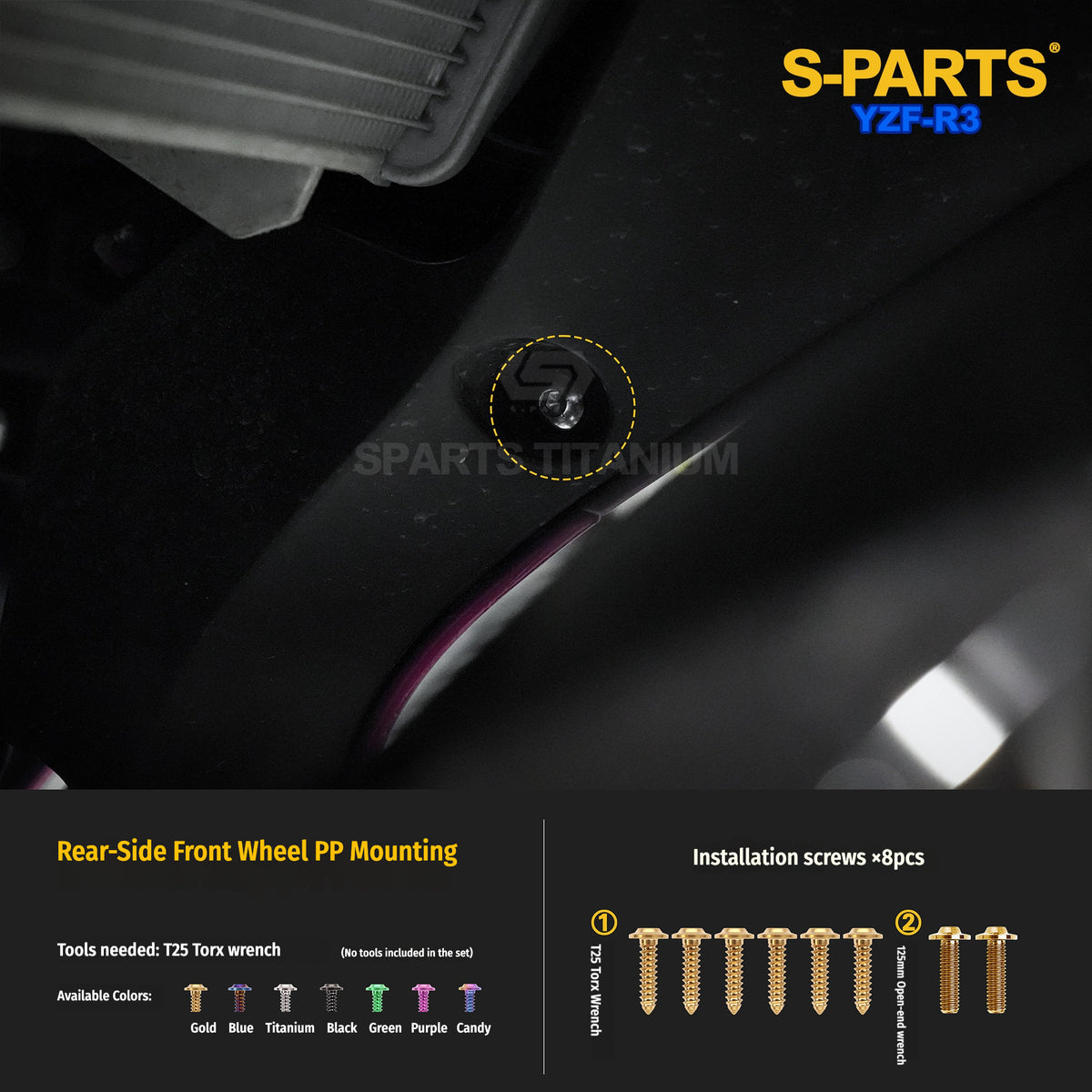 Yamaha YZF-R3 Titanium Fairing & Body Panel Bolts | SPARTS