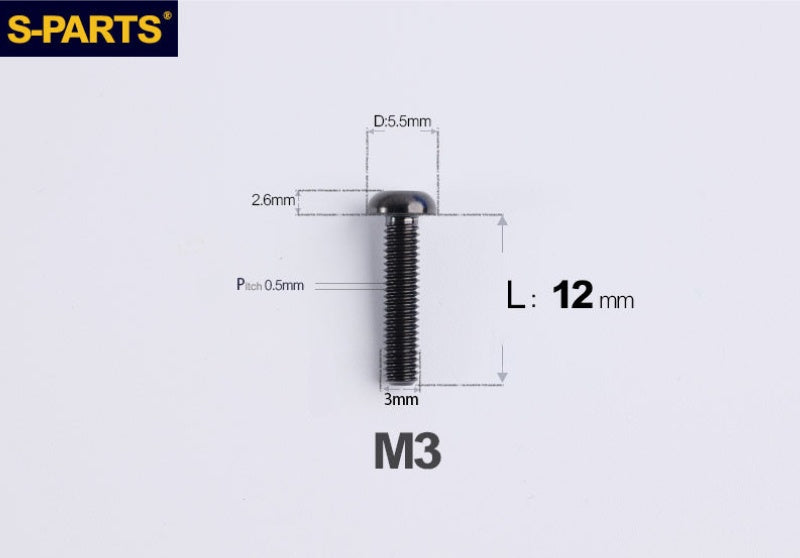 S-PARTS M3 A2 Truss Head Titanium Bolts for Bicycle Brakes & Components (L6-L15)
