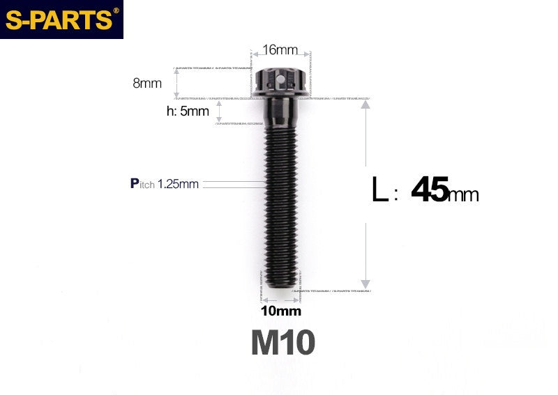 SPARTS M10 L12-120mm P1.25 A3 Series Standard Head Titanium Bolt |  Motorcycle  Upgrade