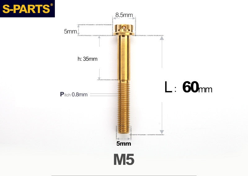 SPARTS M5×6-95mm Standard Head Screw Titanium Bolt for Motorcycle Modification