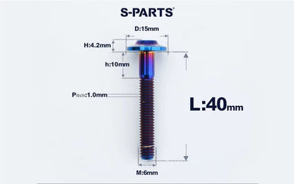 SPARTS M6×8–45mm D15 Titanium Button Head Bolts for Motorcycles