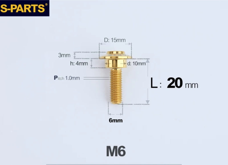 SPARTS M6 Titanium Shoulder Bolts for Motorcycle Brake Discs