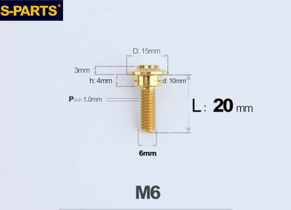SPARTS M6 Titanium Shoulder Bolts for Motorcycle Brake Discs