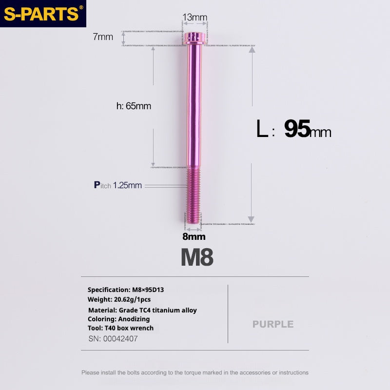 SPARTS A3 Series Purple Titanium Screws M8 L10–120mm for Motorcycle Bicycle Car