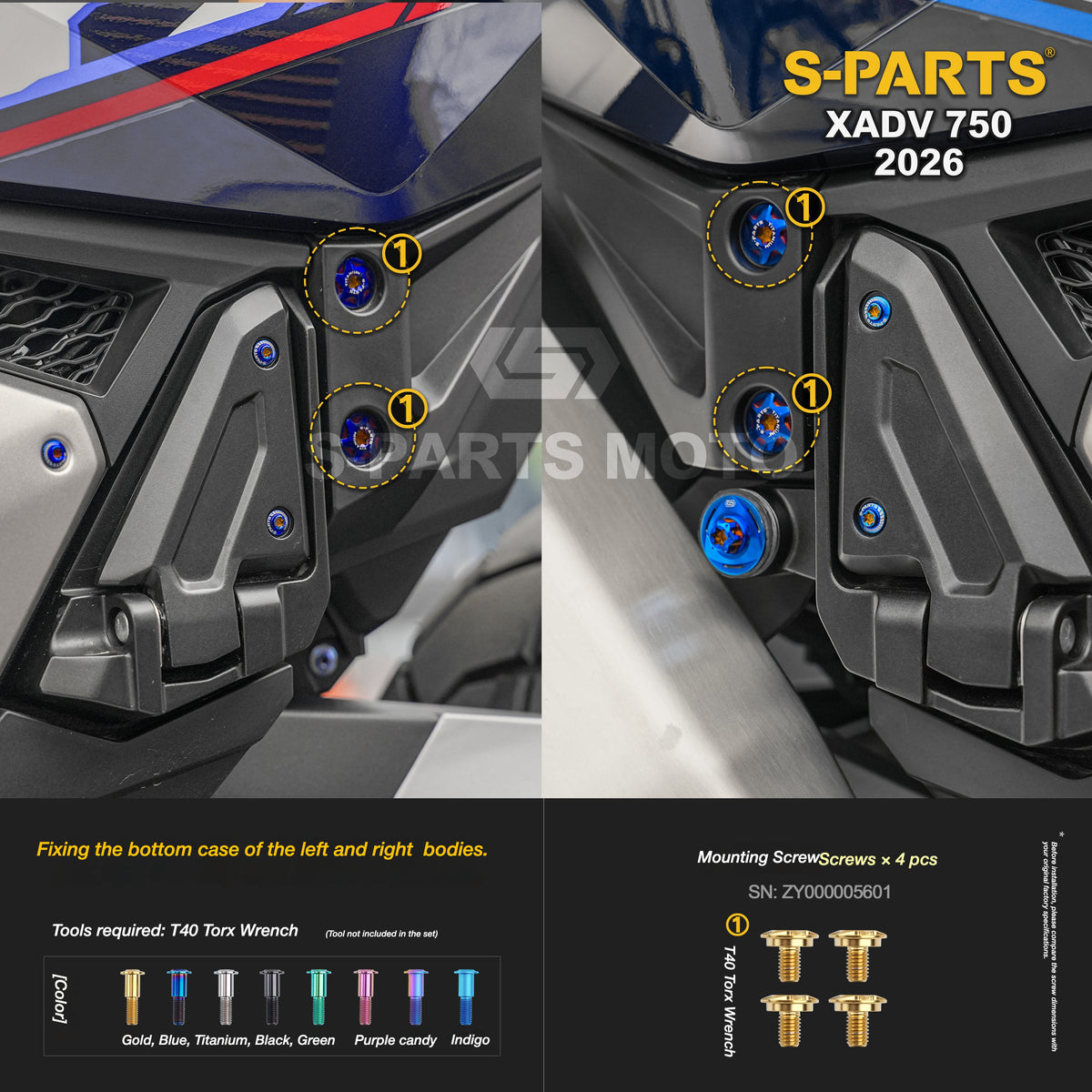 SPARTS Titanium Bolt Kit for Honda X-ADV 750 2026 Bodywork Fasteners