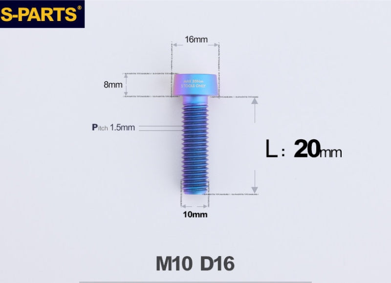 SPARTS Titanium Anti-Theft Fasteners M10×L20-80 D16 P1.5 – Brake Caliper Locking Screw for Motorcycle