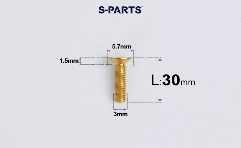 SPARTS Series M3 L6-30 Countersunk Titanium Bolt for motocycle