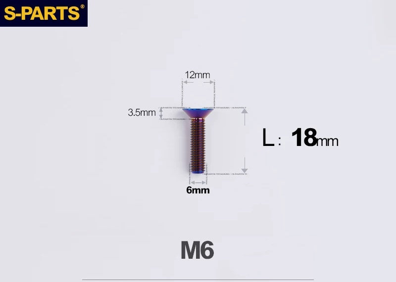 SPARTS M6×10–65mm Titanium Torx Countersunk Bolts for Motorcycle Frames