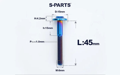 SPARTS M6×8–45mm D15 Titanium Button Head Bolts for Motorcycles