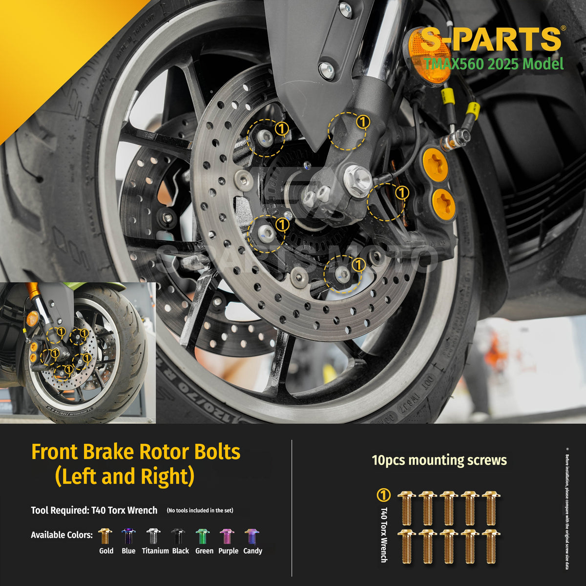 SPARTS Titanium Bolt Kit for YAMAHA TMAX560 2025-Front Section