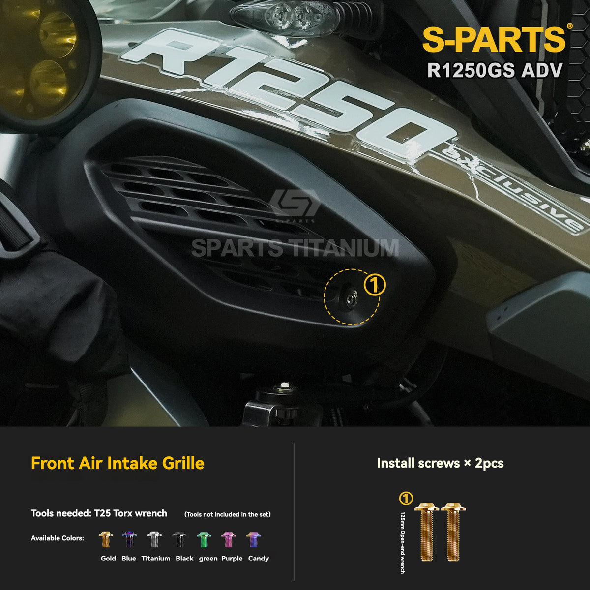 SPARTS Titanium Fairing, Spotlight & Accessory Bolt Kit for BMW R1250GS / ADV