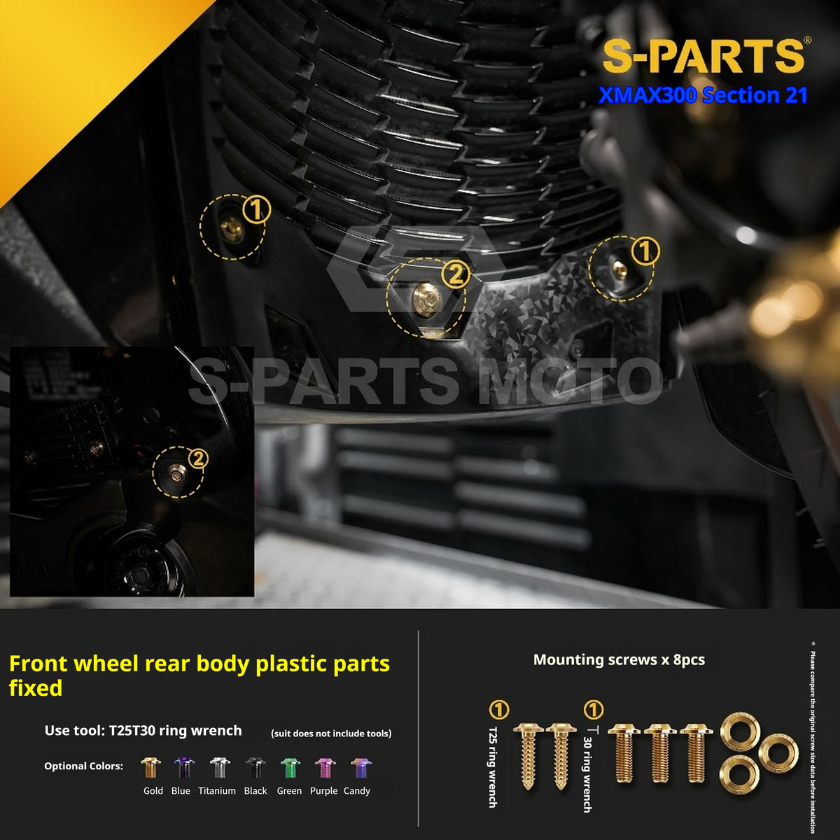 SPARTS Titanium Bolt Kit for 2021 Yamaha XMAX 300 Motorcycle Upgrade