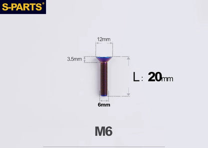 SPARTS M6×10–65mm Titanium Torx Countersunk Bolts for Motorcycle Frames