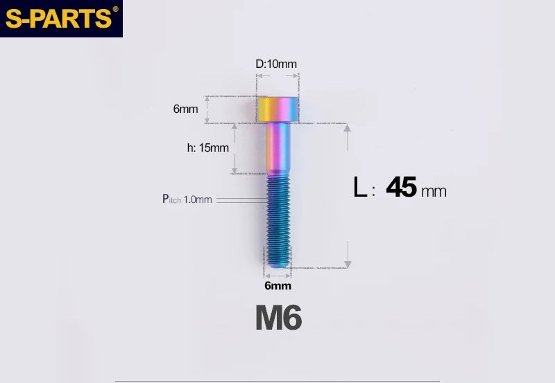 SPARTS M6×30–70mm Titanium Socket Head Cap Screws for Motorcycles