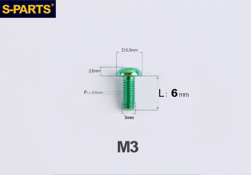 S-PARTS M3 A2 Truss Head Titanium Bolts for Bicycle Brakes & Components (L6-L15)