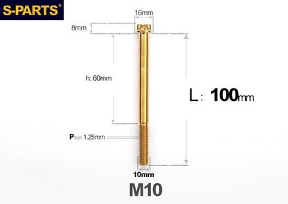 SPARTS M10 L12-120mm P1.25 A3 Series Standard Head Titanium Bolt |  Motorcycle  Upgrade