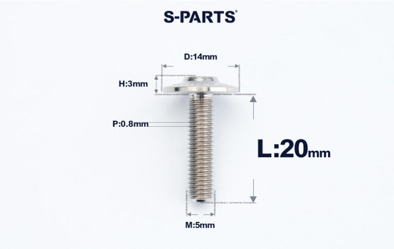 SPARTS A3 M5×L12-20  D14 Titanium Button Head Bolts for Motorcycle Upgrades
